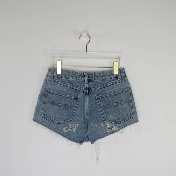 Vintage Jean Shorts High Rise Distressed Mom Shorts - Picture 4 of 6